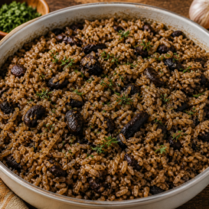 Riz djondjon haïtien aux champignons noirs Martinique