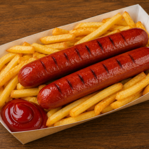 Barquette frites saucisses street food antillaise Martinique