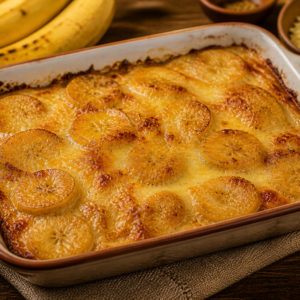 Gratin de banane jaune spécialité antillaise Martinique