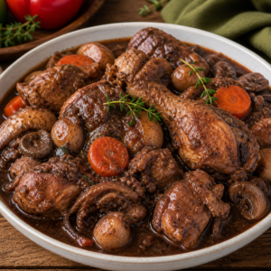 Coq au vin revisité façon créole Martinique